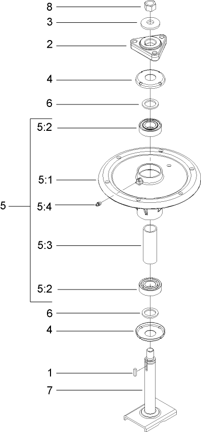Spindle Assembly Diagram and Parts List for 74558 (290000001-290000209)(2009) Toro Lawn Mower