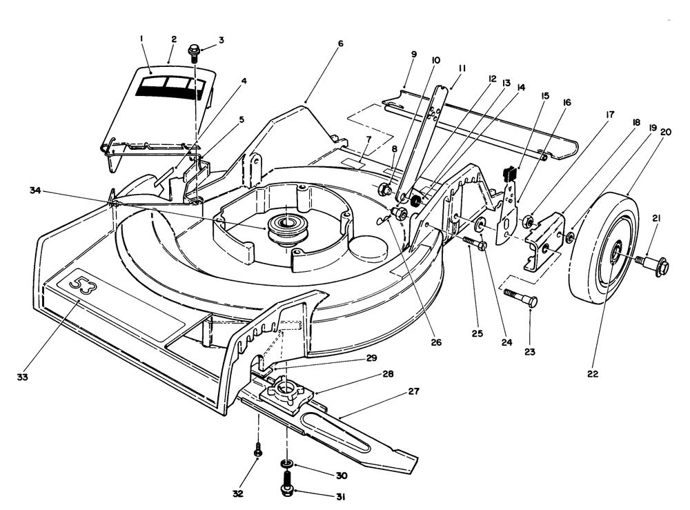Housing Assembly Diagram and Parts List for 16212WG 0000001 - 0999999 Toro Lawn Mower
