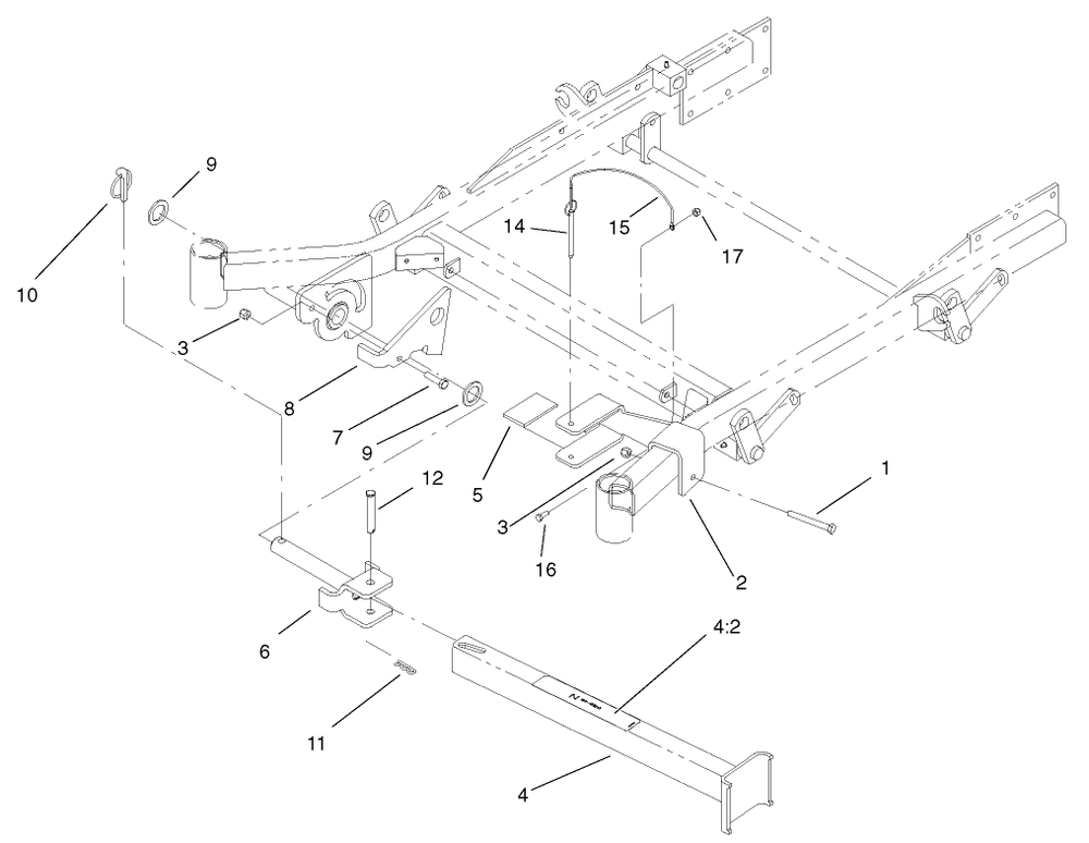 Z-Stand Assembly Diagram and Parts List for 74228 (220000001-220999999)(2002) Toro Lawn Mower