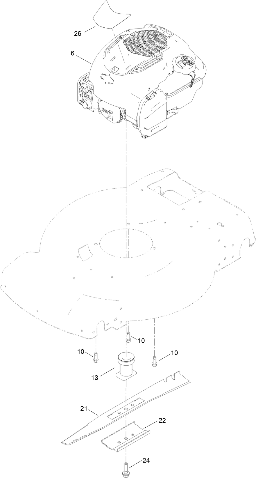 Engine And Blade Assembly Diagram and Parts List for 21771 400000000 - 409999999 Toro Lawn Mower
