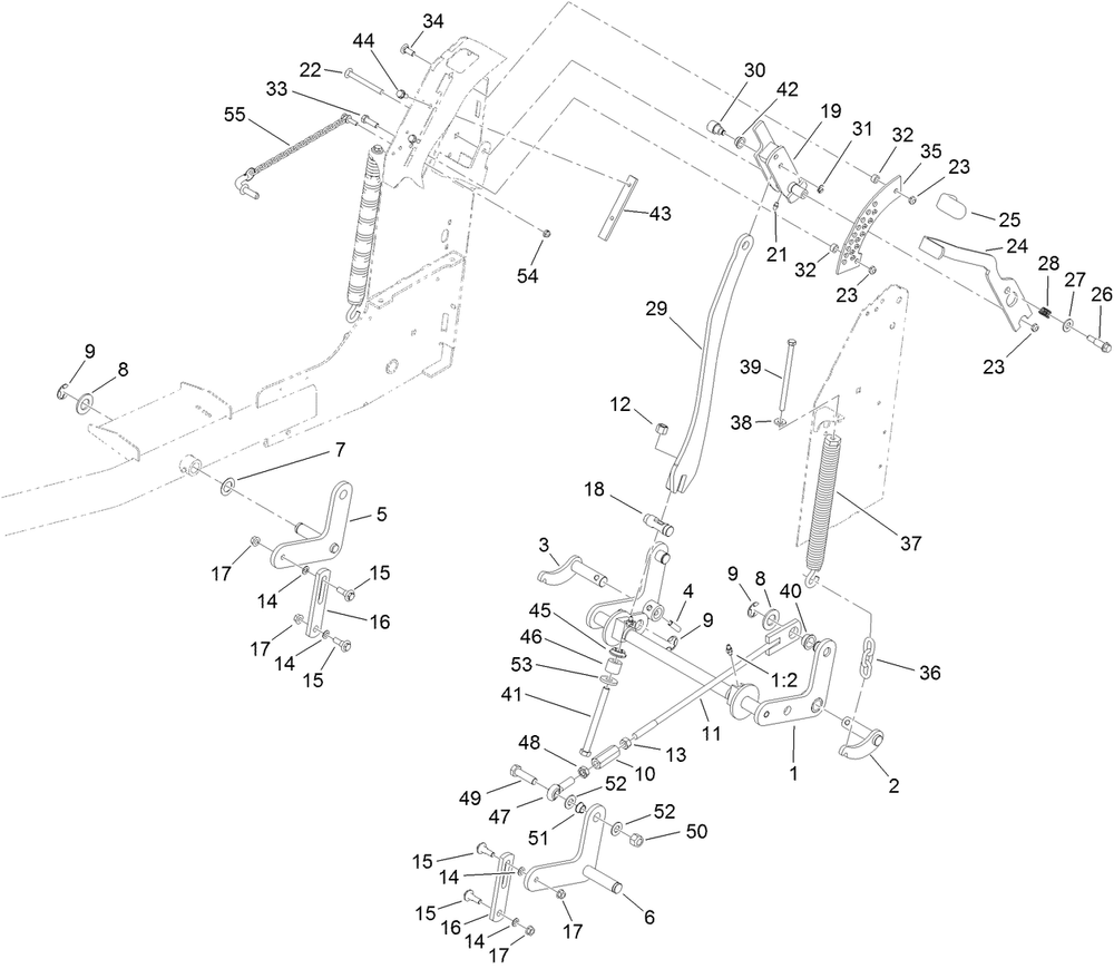 Decklift Assembly Diagram and Parts List for 74583 (314000001-314999999)(2014) Toro Lawn Mower