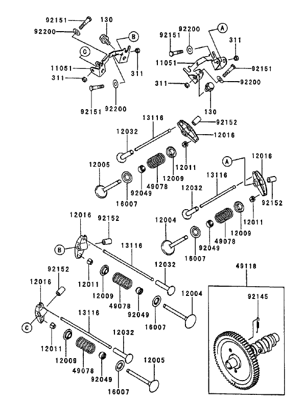 Valve/Camshaft Assembly Diagram and Parts List for 74213 (230006001-230999999)(2003) Toro Lawn Mower