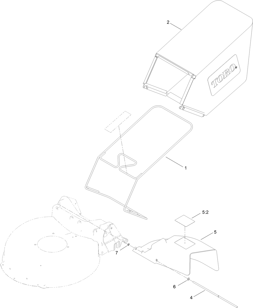 Bag And Chute Assembly Diagram and Parts List for 21852 411900000 - 999999999 Toro Lawn Mower