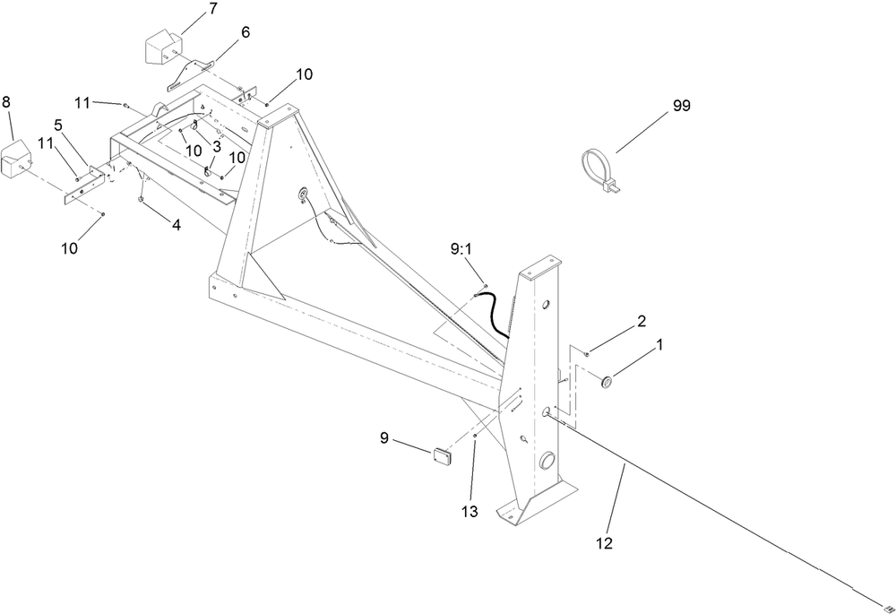 Light Kit Assembly Diagram and Parts List for 68009HD 402000000 - 404319999 Toro Cement Mixer