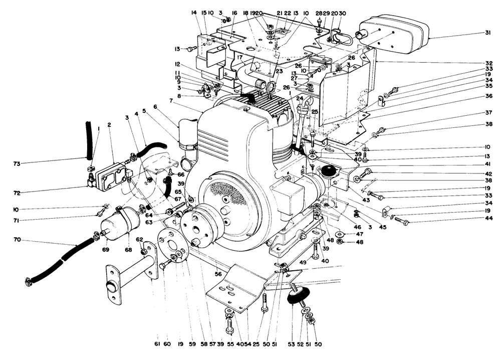 Engine Assembly Diagram and Parts List for 30775 300001 - 399999 Toro Lawn Tractor