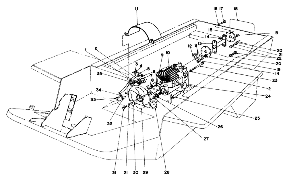 Transmission & Drive Coupling Assembly Diagram and Parts List for 30798 0000001 - 0999999 Toro Lawn Tractor