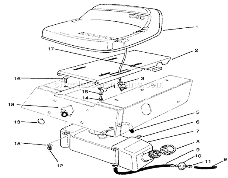 Page L Diagram and Parts List for 70040 49000001-49999999 - 1994 Toro Lawn Tractor