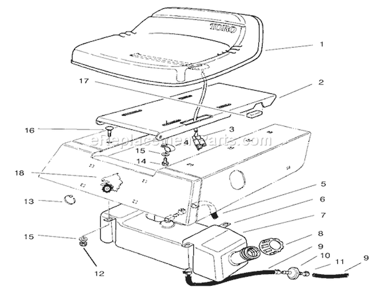 Page R Diagram and Parts List for 70041 8900001-8999999 - 1998 Toro Lawn Tractor
