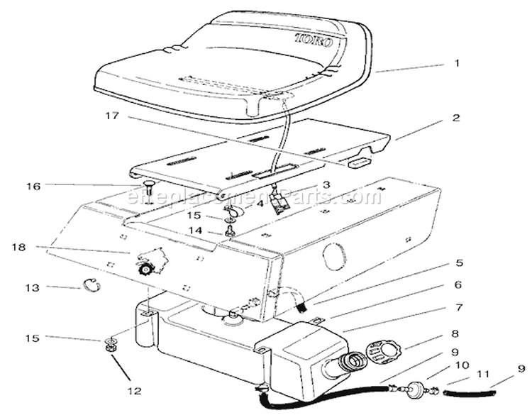 Page R Diagram and Parts List for 70044 210000001-210999999 - 2001 Toro Lawn Tractor