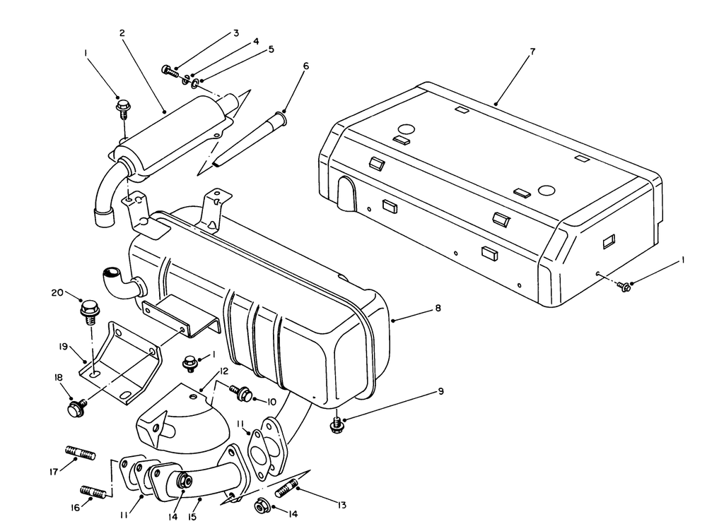 Exhaust Assembly Diagram and Parts List for 62040 8000001 - 8999999 Toro Generator