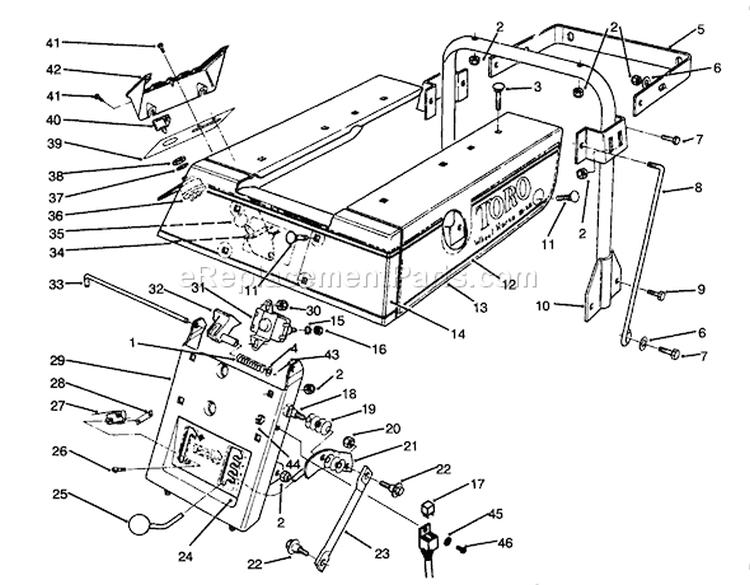 Transmission & Linkage Assembly Diagram and Parts List for 70060 39000001-39999999 - 1993 Toro Lawn Tractor