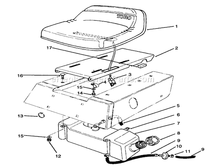 Page L Diagram and Parts List for 70060 39000001-39999999 - 1993 Toro Lawn Tractor
