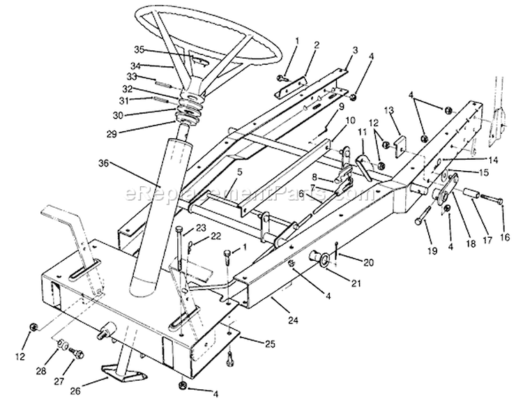 Page G Diagram and Parts List for 70060 49000001-49999999 - 1994 Toro Lawn Tractor