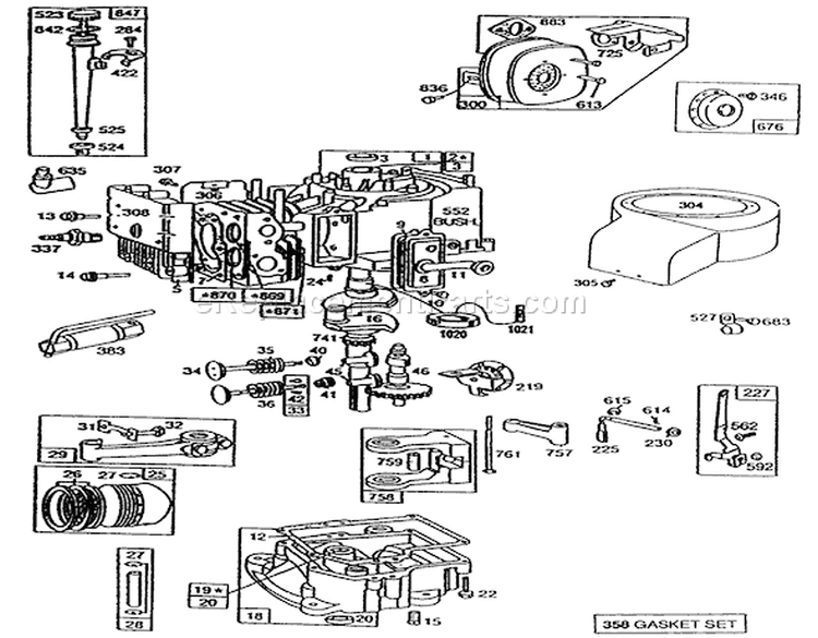 Briggs & Stratton Model No. 195707-0121-01 Diagram and Parts List for 70060 6900001-6999999 - 1996 Toro Lawn Tractor