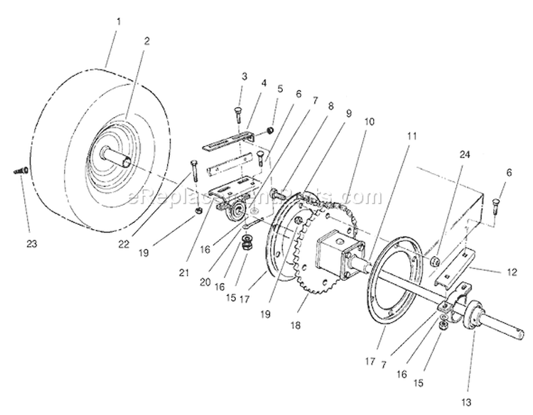 Rear Axle Assembly Diagram and Parts List for 70060 79000001-79999999 - 1997 Toro Lawn Tractor
