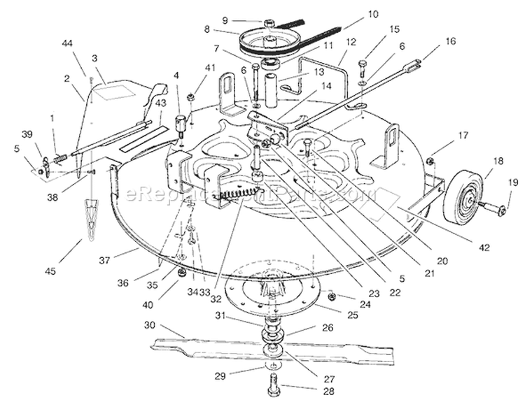 Cutting Unit Assembly Diagram and Parts List for 70060 79000001-79999999 - 1997 Toro Lawn Tractor