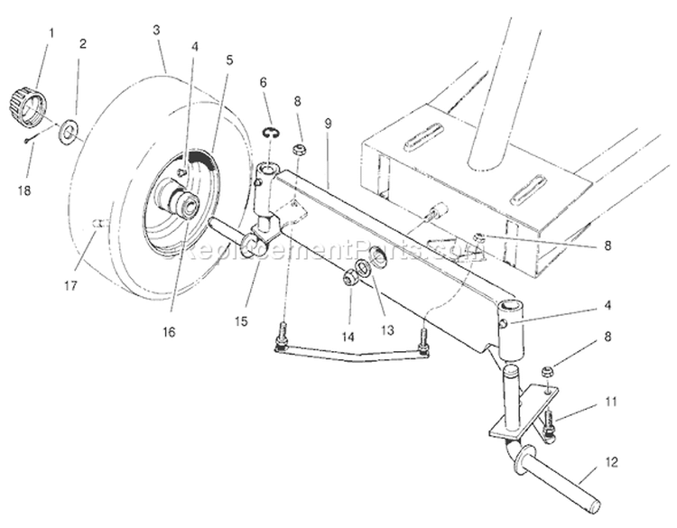 Front Axle Assembly Diagram and Parts List for 70060 79000001-79999999 - 1997 Toro Lawn Tractor