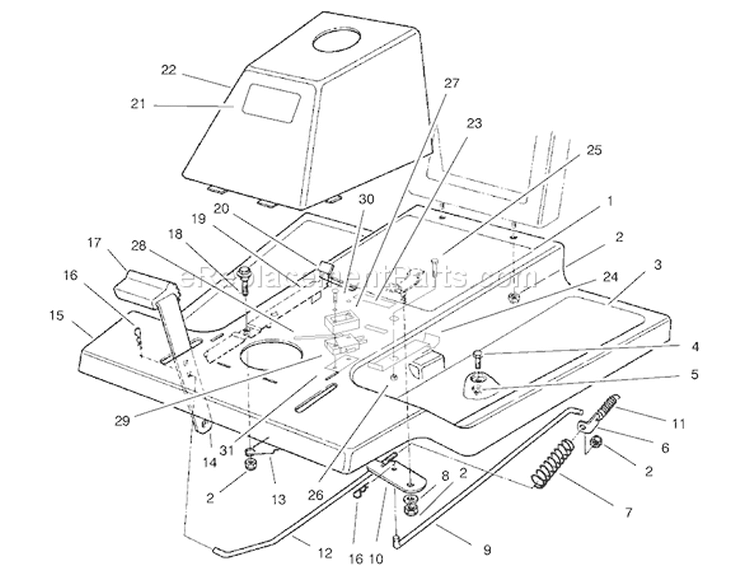Front Body Assembly Diagram and Parts List for 70060 89000001-89999999 - 1998 Toro Lawn Tractor