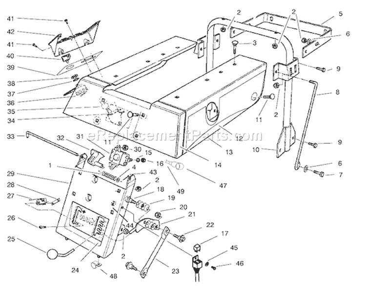 Rear Body Assembly Diagram and Parts List for 70060 89000001-89999999 - 1998 Toro Lawn Tractor