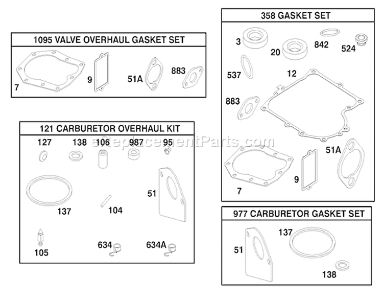 Engine Briggs & Stratton Model 195707-0421-E1 Diagram and Parts List for 70060 89000001-89999999 - 1998 Toro Lawn Tractor
