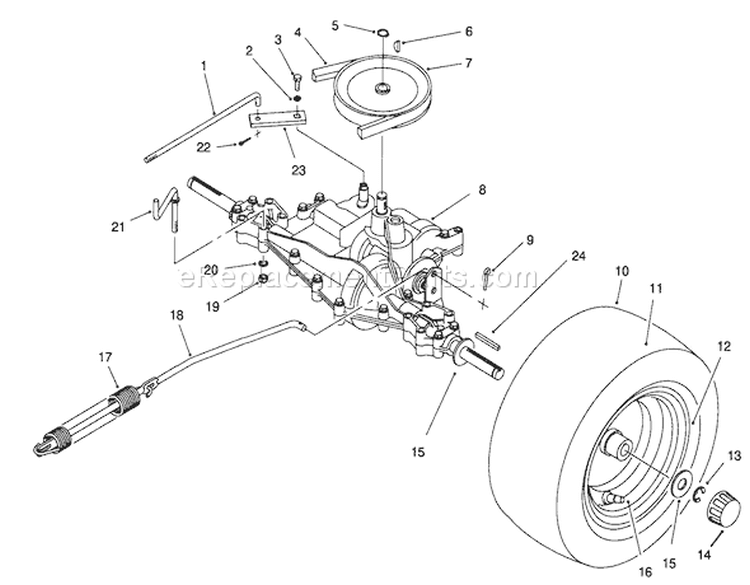 Rear Axle Assembly Diagram and Parts List for 70081 7900001-7999999 - 1997 Toro Lawn Tractor