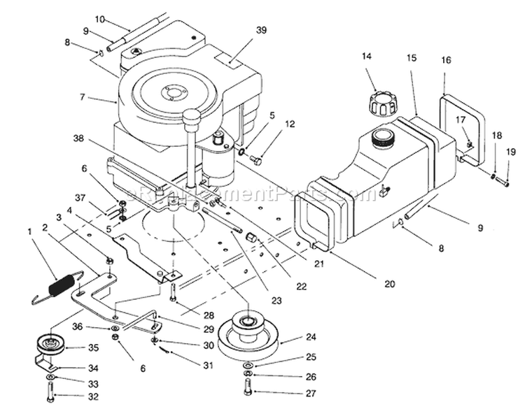 Engine Assembly Diagram and Parts List for 70081 7900001-7999999 - 1997 Toro Lawn Tractor
