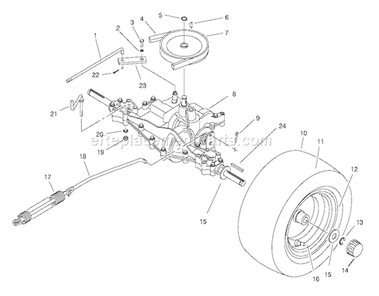 Rear Axle Assembly Diagram and Parts List for 70082 8900001-8999999 - 1998 Toro Lawn Tractor