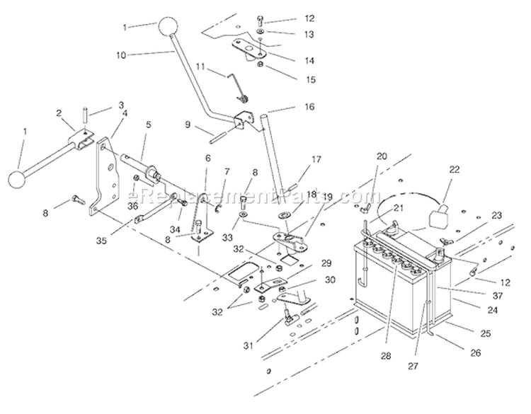 Transmission Linkage Assembly Diagram and Parts List for 70082 8900001-8999999 - 1998 Toro Lawn Tractor