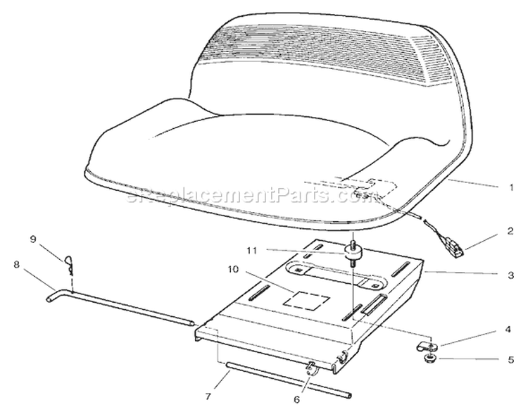 Seat Assembly Diagram and Parts List for 70084 8900001-8999999 - 1998 Toro Lawn Tractor