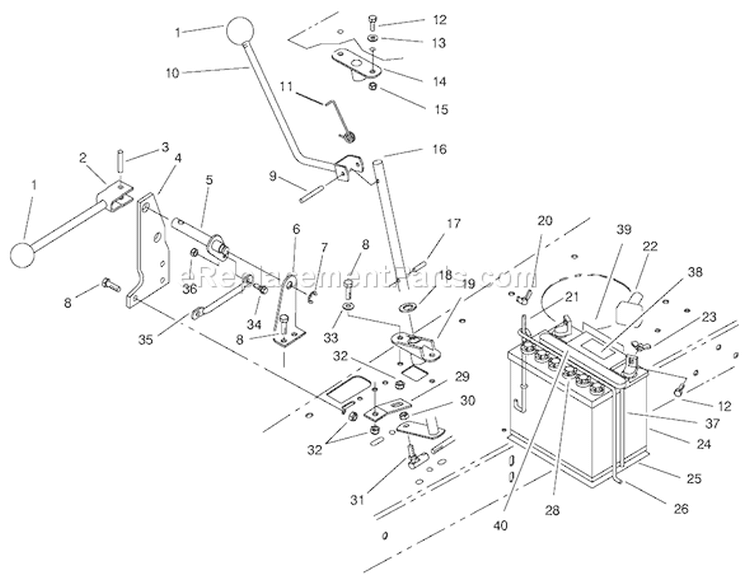 Transmission Linkage Assembly Diagram and Parts List for 70084 8900001-8999999 - 1998 Toro Lawn Tractor