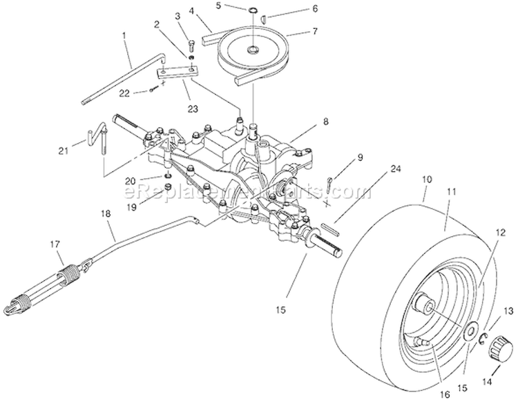 Rear Axle Assembly Diagram and Parts List for 70089 220000001-220999999 - 2002 Toro Lawn Tractor