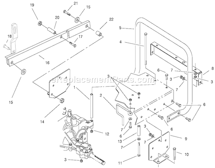 Stand Bar Assembly Diagram and Parts List for 70089 220000001-220999999 - 2002 Toro Lawn Tractor