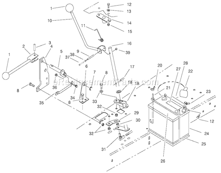 Transmission Linkage Assembly Diagram and Parts List for 70089 220000001-220999999 - 2002 Toro Lawn Tractor