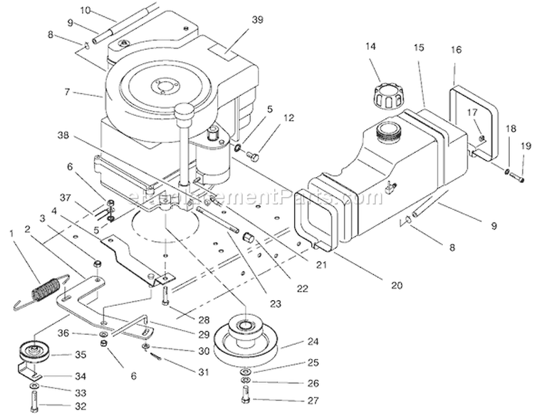 Engine Assembly Diagram and Parts List for 70089 220000001-220999999 - 2002 Toro Lawn Tractor