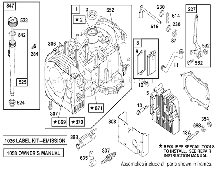 Engine Briggs & Stratton Diagram and Parts List for 70089 220000001-220999999 - 2002 Toro Lawn Tractor