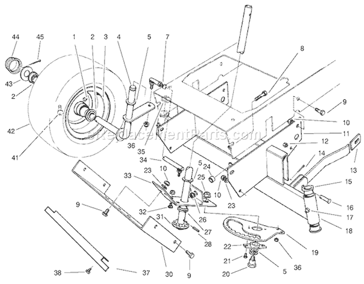 Front Axle Assembly Diagram and Parts List for 70089 9900001-9999999 - 1999 Toro Lawn Tractor