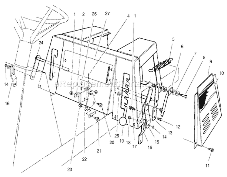 Linkage Assembly Diagram and Parts List for 70089 9900001-9999999 - 1999 Toro Lawn Tractor