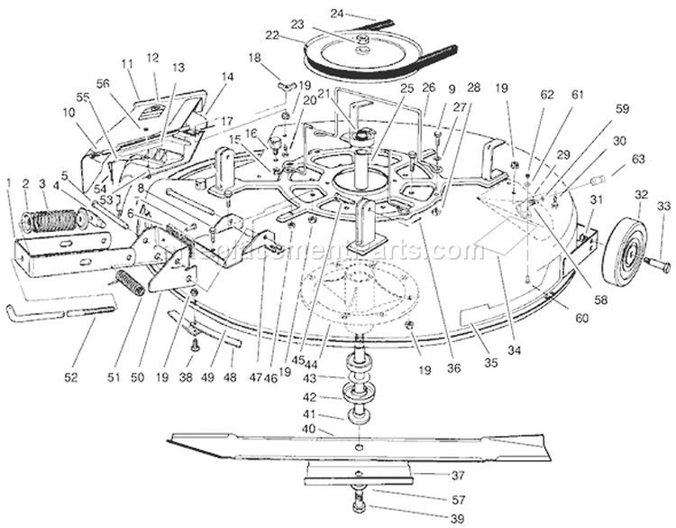 Mower Assembly-Recycler Diagram and Parts List for 70089 9900001-9999999 - 1999 Toro Lawn Tractor