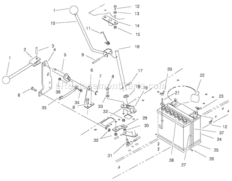 Transmission Linkage Assembly Diagram and Parts List for 70089 9900001-9999999 - 1999 Toro Lawn Tractor