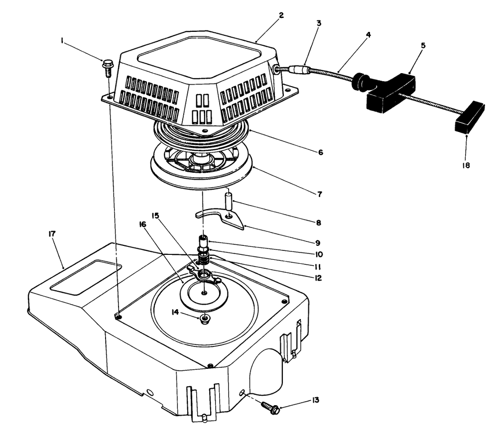 Recoil Assembly (Model No. Vmh7) Diagram and Parts List for 20620 8000001 - 8999999 Toro Lawn Mower