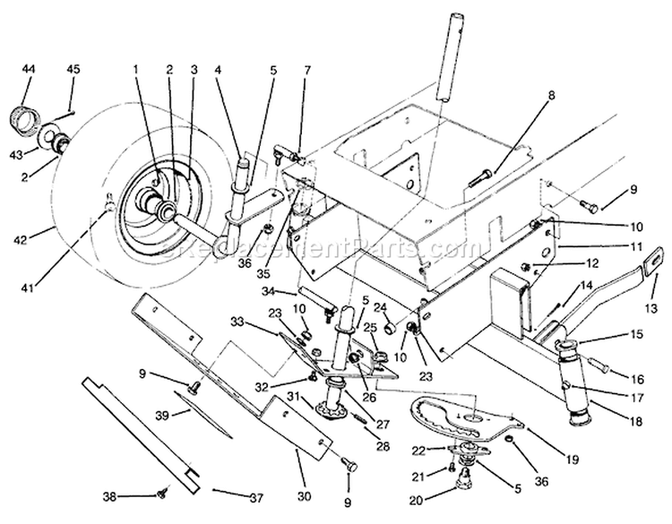 Front Axle Assembly Diagram and Parts List for 70120 4900001-4999999 - 1994 Toro Lawn Tractor