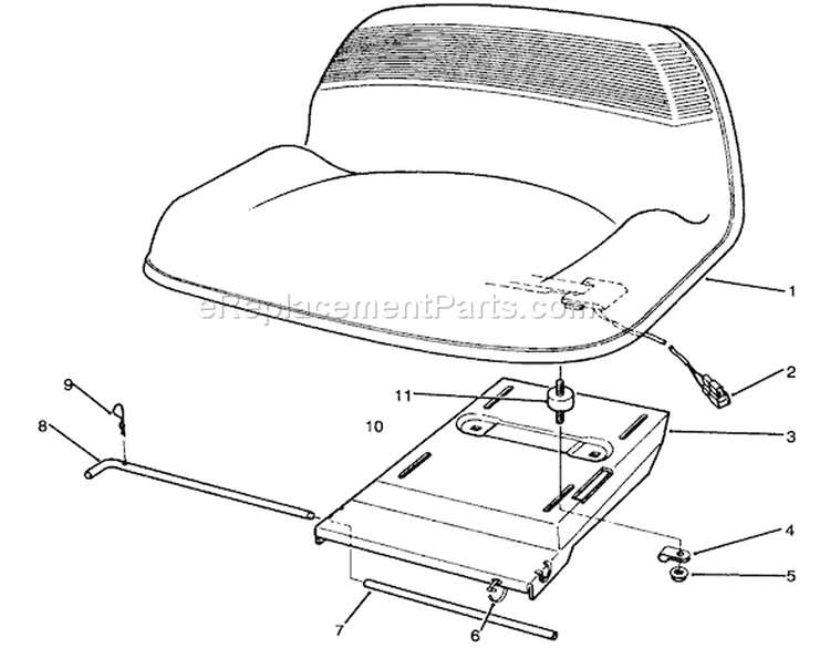 Seat Assembly Diagram and Parts List for 70120 4900001-4999999 - 1994 Toro Lawn Tractor