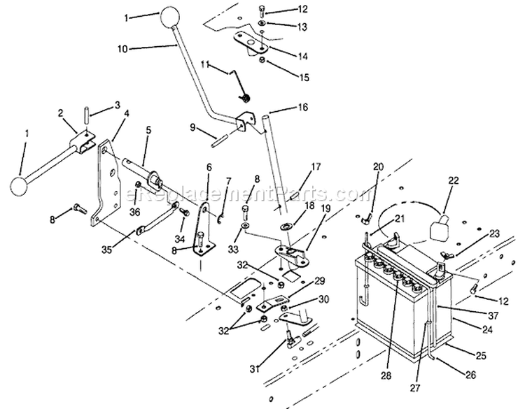 Transmission Linkage Assembly Diagram and Parts List for 70120 4900001-4999999 - 1994 Toro Lawn Tractor