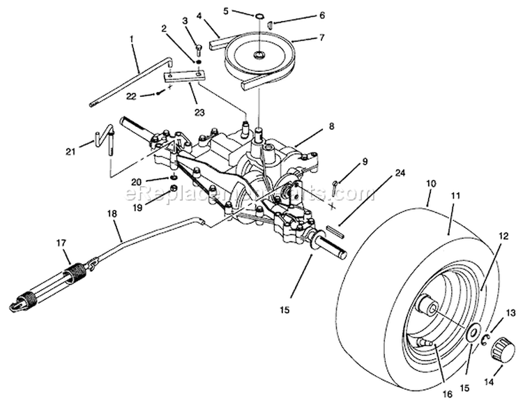 Rear Axle Assembly Diagram and Parts List for 70080 6900001-6999999 - 1996 Toro Lawn Tractor
