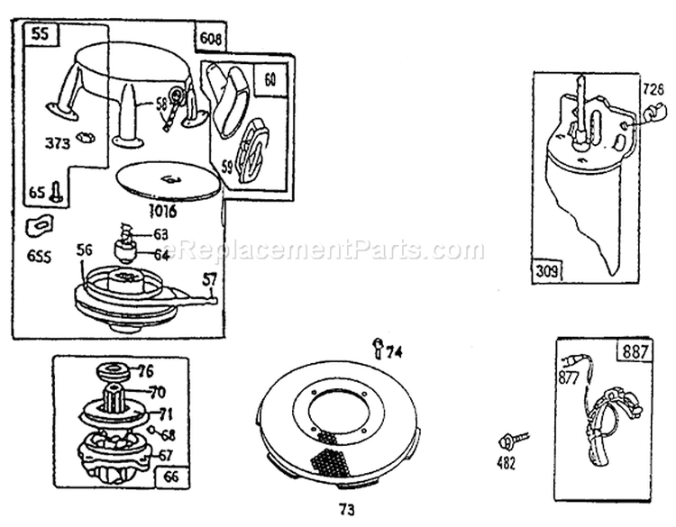 Rewind-Briggs & Stratton No. 286707-0119-01 Diagram and Parts List for 70080 6900001-6999999 - 1996 Toro Lawn Tractor
