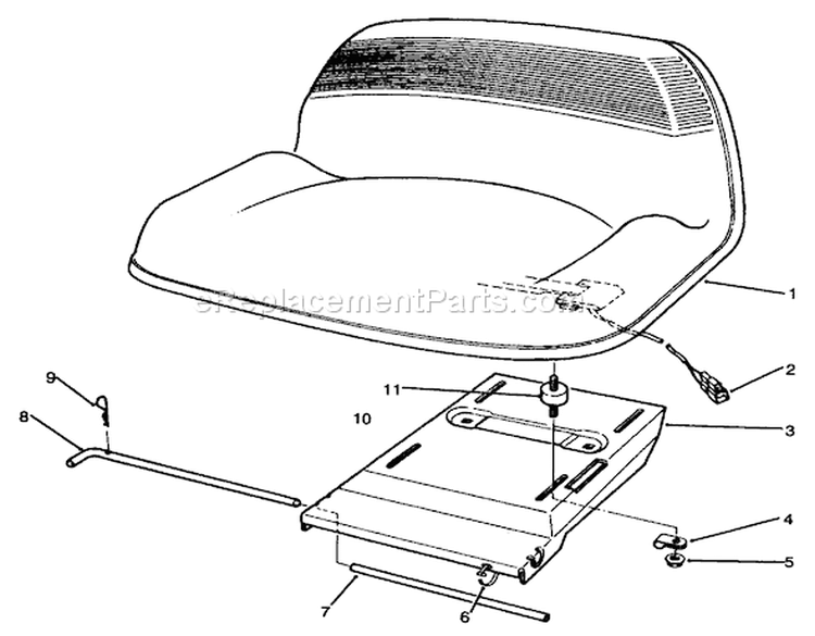 Seat Assembly Diagram and Parts List for 70080 6900001-6999999 - 1996 Toro Lawn Tractor