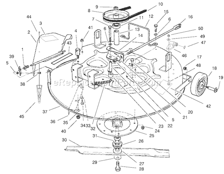 Cutting Unit Assembly Diagram and Parts List for 70122 210000001-210999999 - 2001 Toro Lawn Tractor