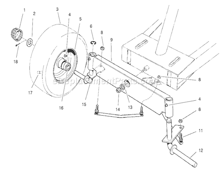 Front Axle Assembly Diagram and Parts List for 70122 210000001-210999999 - 2001 Toro Lawn Tractor