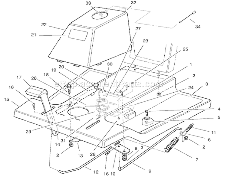 Front Body Assembly Diagram and Parts List for 70122 210000001-210999999 - 2001 Toro Lawn Tractor