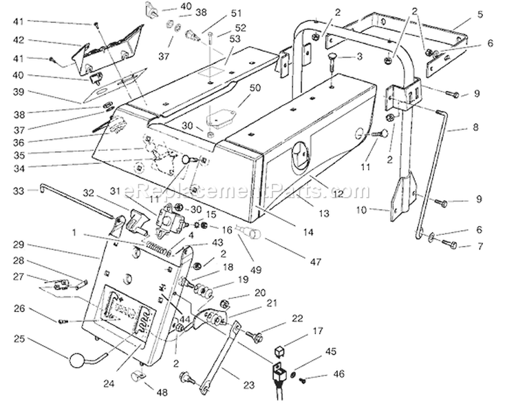 Rear Body Assembly Diagram and Parts List for 70122 210000001-210999999 - 2001 Toro Lawn Tractor